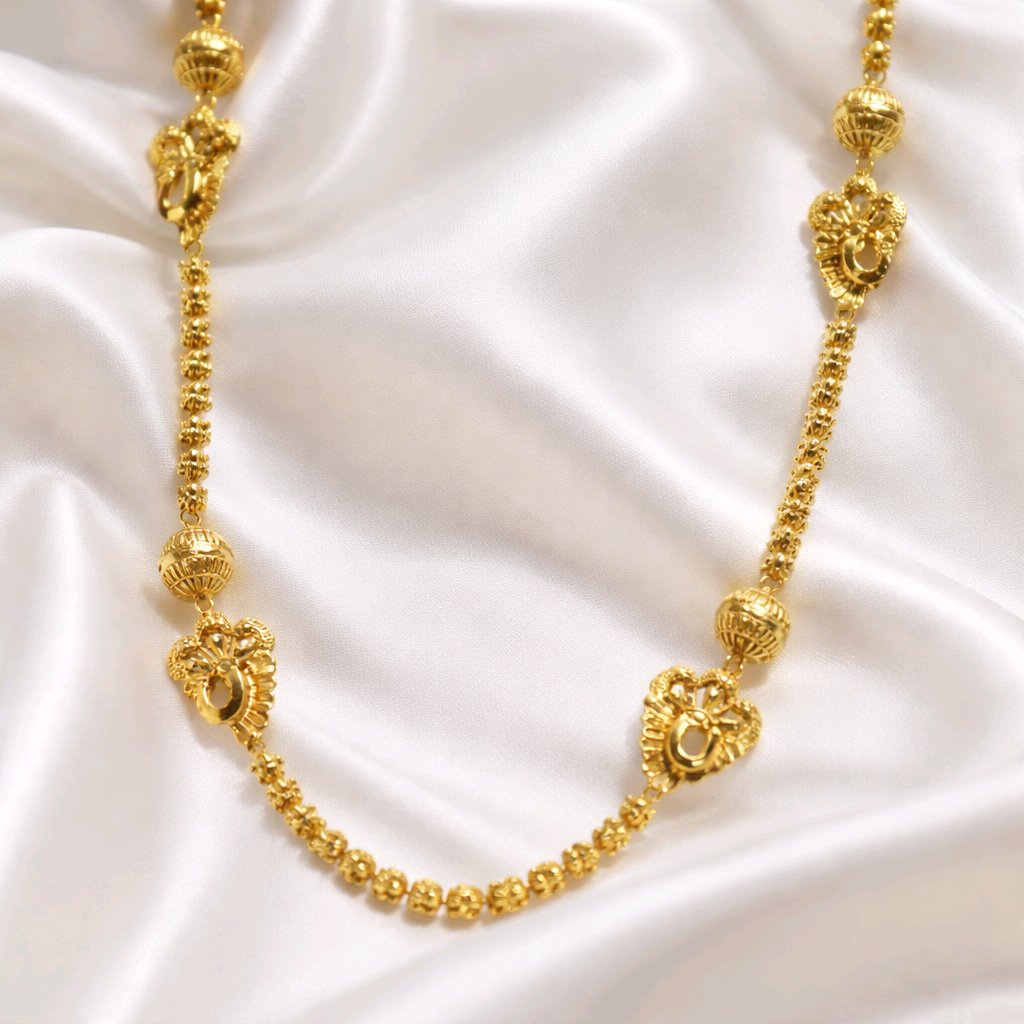 Aarvika Peacock Motif 1.5 GM Gold Forming Long Chain Necklace