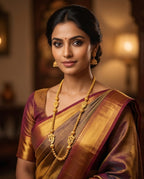 Aarvika Peacock Motif 1.5 GM Gold Forming Long Chain Necklace