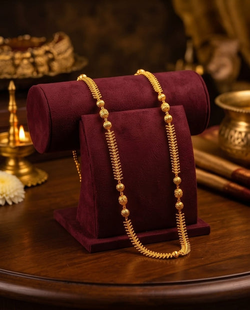 Aarvika 1.5 GM Gold Forming Beaded Ethnic Long Chain