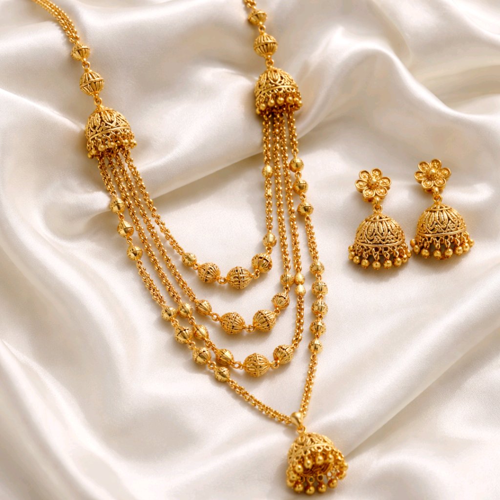 Aarvika 1.5 GM Gold Forming Long chain Necklace Set