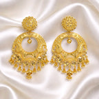 Aarvika Traditional 1.5 GM Gold Forming Filigree Chandbali Earrings