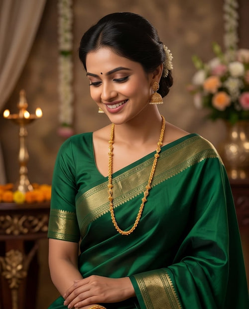 Aarvika 1.5GM Gold Forming 1.5 GM Gold Forming Traditional Long Chain Necklace – close-up detail