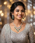 Aarvika Premium Green AD Necklace Set