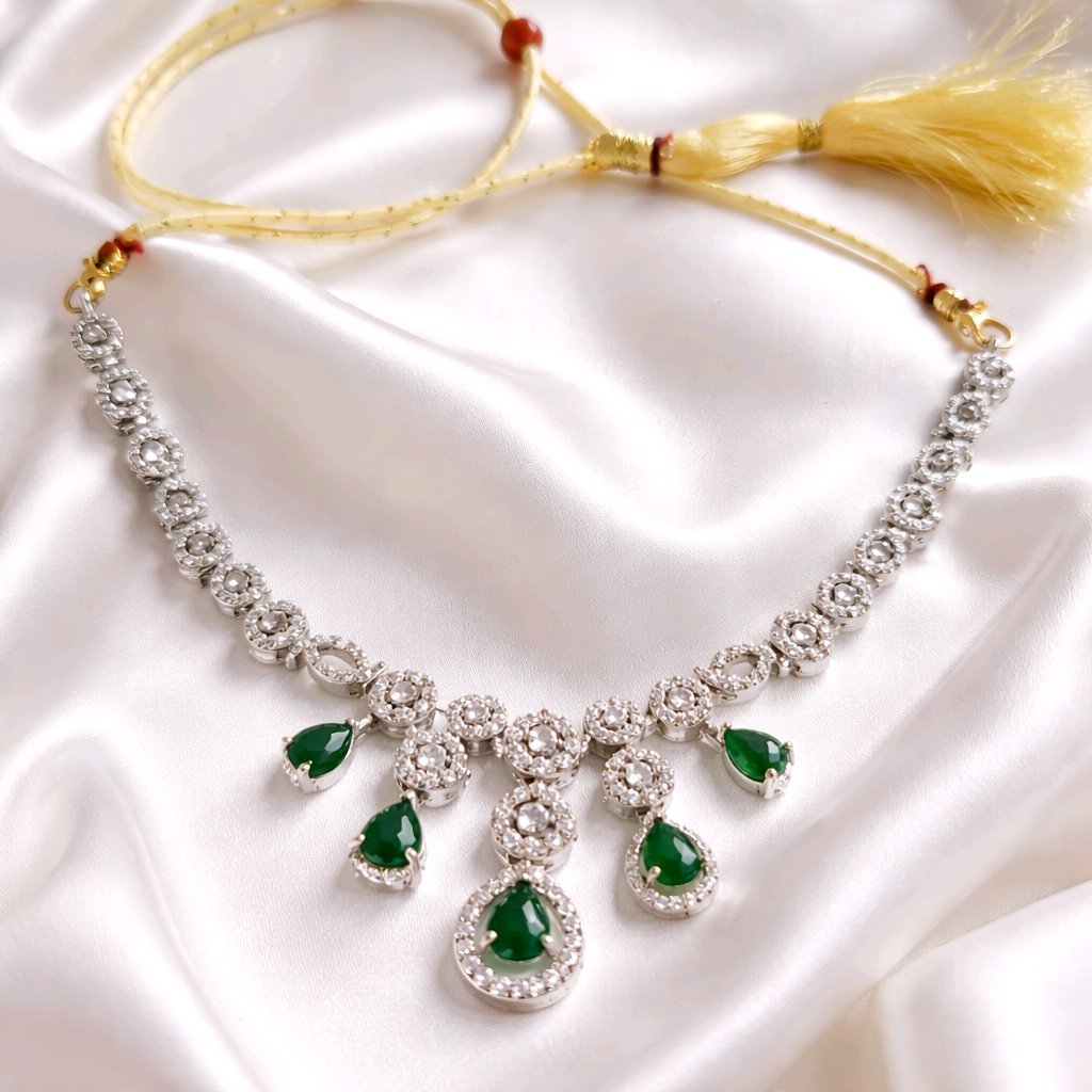 Aarvika Premium Green AD Necklace Set