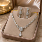 Aarvika Premium Silver AD Necklace Set