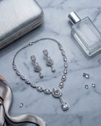 Aarvika Premium Silver AD Necklace Set