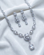 Aarvika Premium Silver AD Necklace Set