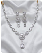 Aarvika Premium Silver AD Necklace Set
