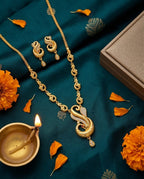 Aarvika Peacock Design Gold-Plated Pendant Necklace Set
