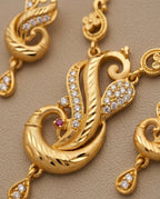 Aarvika Peacock Design Gold-Plated Pendant Necklace Set