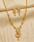 Aarvika Peacock Design Gold-Plated Pendant Necklace Set