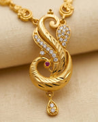 Aarvika Peacock Design Gold-Plated Pendant Necklace Set