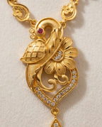 Aarvika Peacock & Floral Pendant Necklace Set