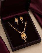 Aarvika Peacock & Floral Pendant Necklace Set