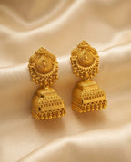 Aarvika Traditional Temple-Inspired Designer Gold-Tone Jhumka Earrings