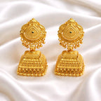 Aarvika Traditional Temple-Inspired Designer Gold-Tone Jhumka Earrings