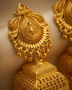Aarvika Traditional Temple-Inspired Designer Gold-Tone Jhumka Earrings