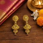 Aarvika Gold-Tone Traditional Floral Double Jhumka Earrings
