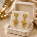 Aarvika Gold-Tone Traditional Floral Double Jhumka Earrings
