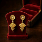 Aarvika Gold-Tone Traditional Floral Double Jhumka Earrings