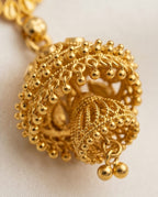 Aarvika Gold-Tone Traditional Floral Double Jhumka Earrings