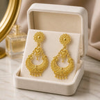 Aarvika Gold-Tone Traditional Heart Motif Chandbali Earrings