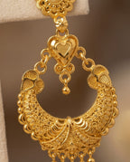 Aarvika Gold-Tone Traditional Heart Motif Chandbali Earrings