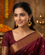 Aarvika Gold-Tone Traditional Heart Motif Chandbali Earrings