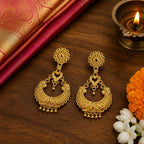 Aarvika Gold-Tone Traditional Heart Motif Chandbali Earrings