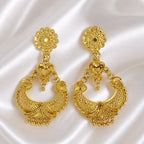 Aarvika Gold-Tone Traditional Heart Motif Chandbali Earrings