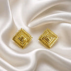 Aarvika Gold-Tone Floral Geometric Stud Earrings