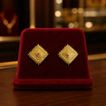 Aarvika Gold-Tone Floral Geometric Stud Earrings
