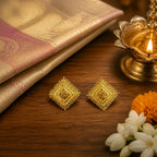 Aarvika Gold-Tone Floral Geometric Stud Earrings