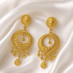 Aarvika Gold-Tone Filigree Chandbali Drop Earrings