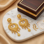 Aarvika Gold-Tone Filigree Chandbali Drop Earrings