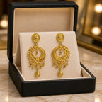 Aarvika Gold-Tone Filigree Chandbali Drop Earrings