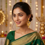 Aarvika Gold-Tone Filigree Chandbali Drop Earrings