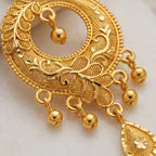 Aarvika Gold-Tone Filigree Chandbali Drop Earrings