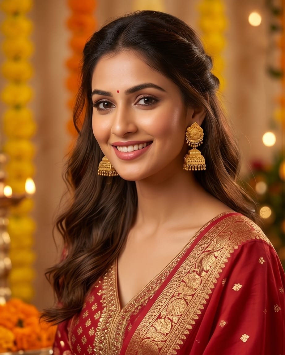 Aarvika Traditional Temple-Inspired Designer Gold-Tone Jhumka Earrings