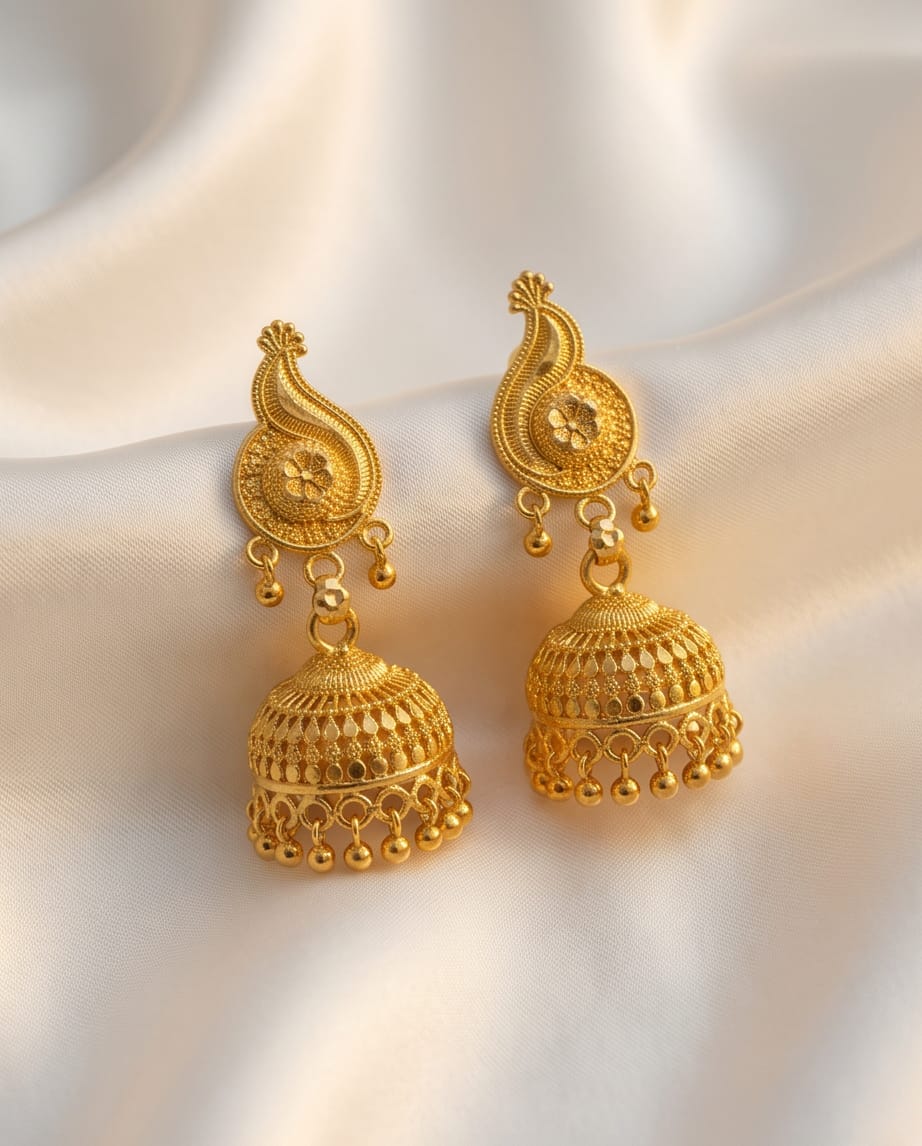 Aarvika Gold-Tone Paisley Jhumki Earrings