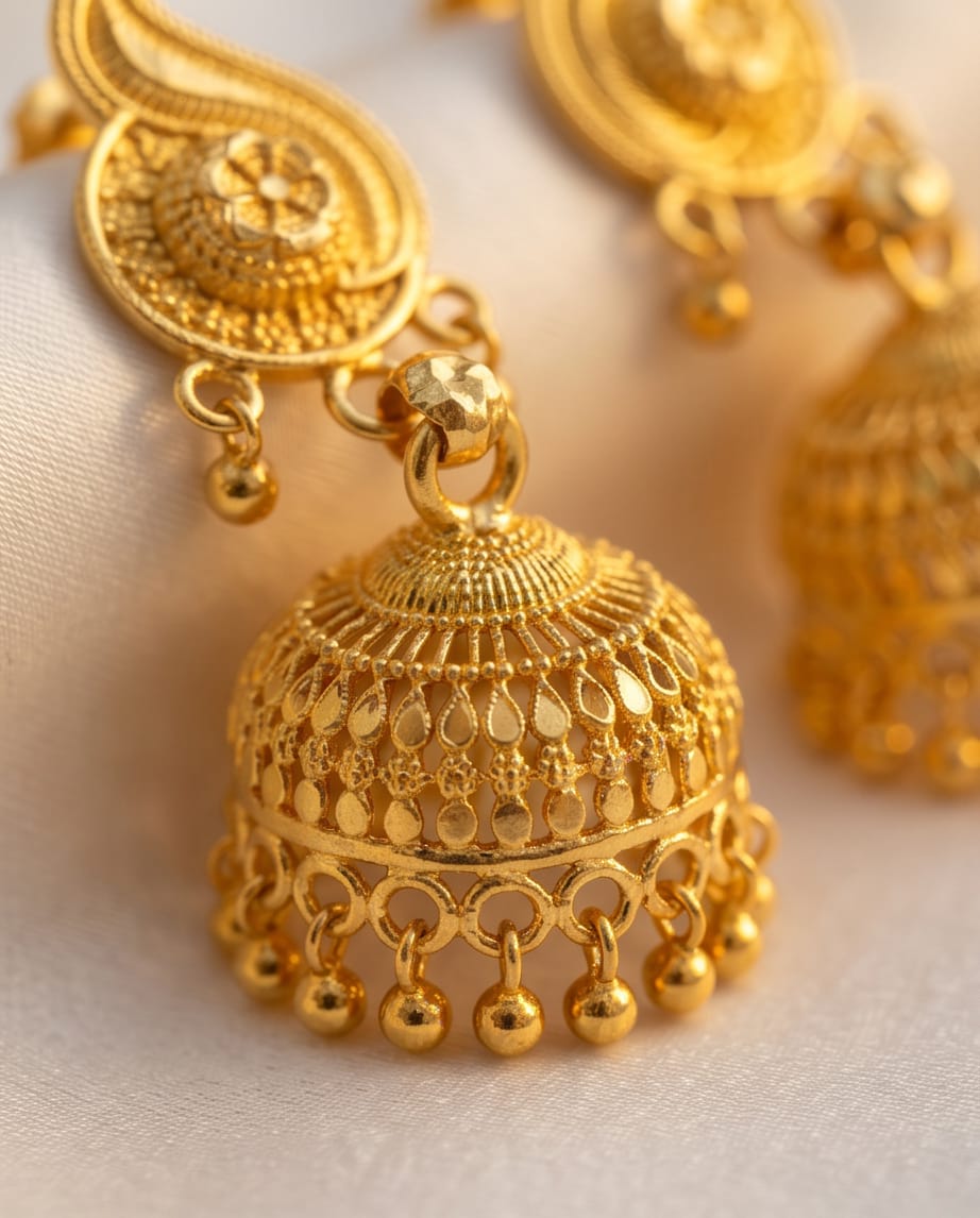 Aarvika Gold-Tone Paisley Jhumki Earrings