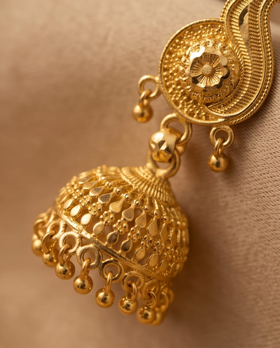 Aarvika Gold-Tone Paisley Jhumki Earrings