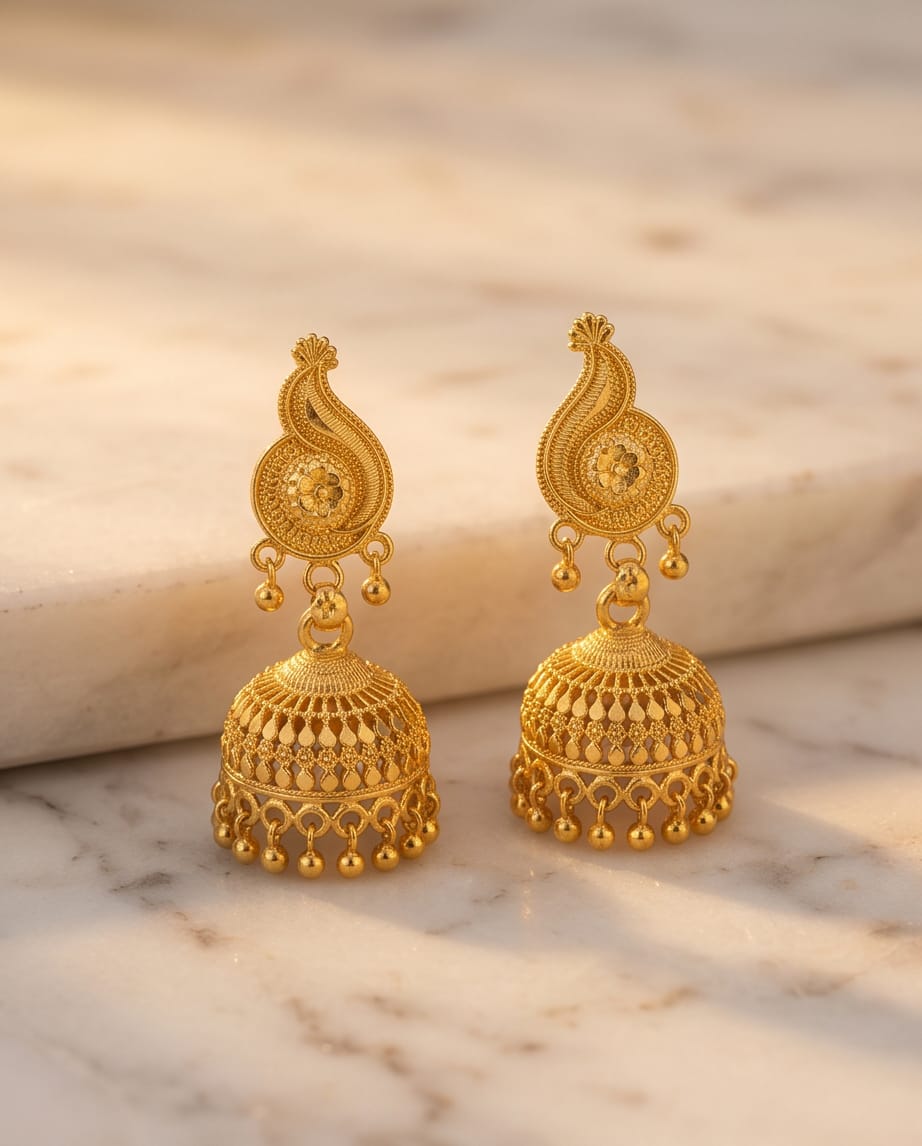 Aarvika Gold-Tone Paisley Jhumki Earrings