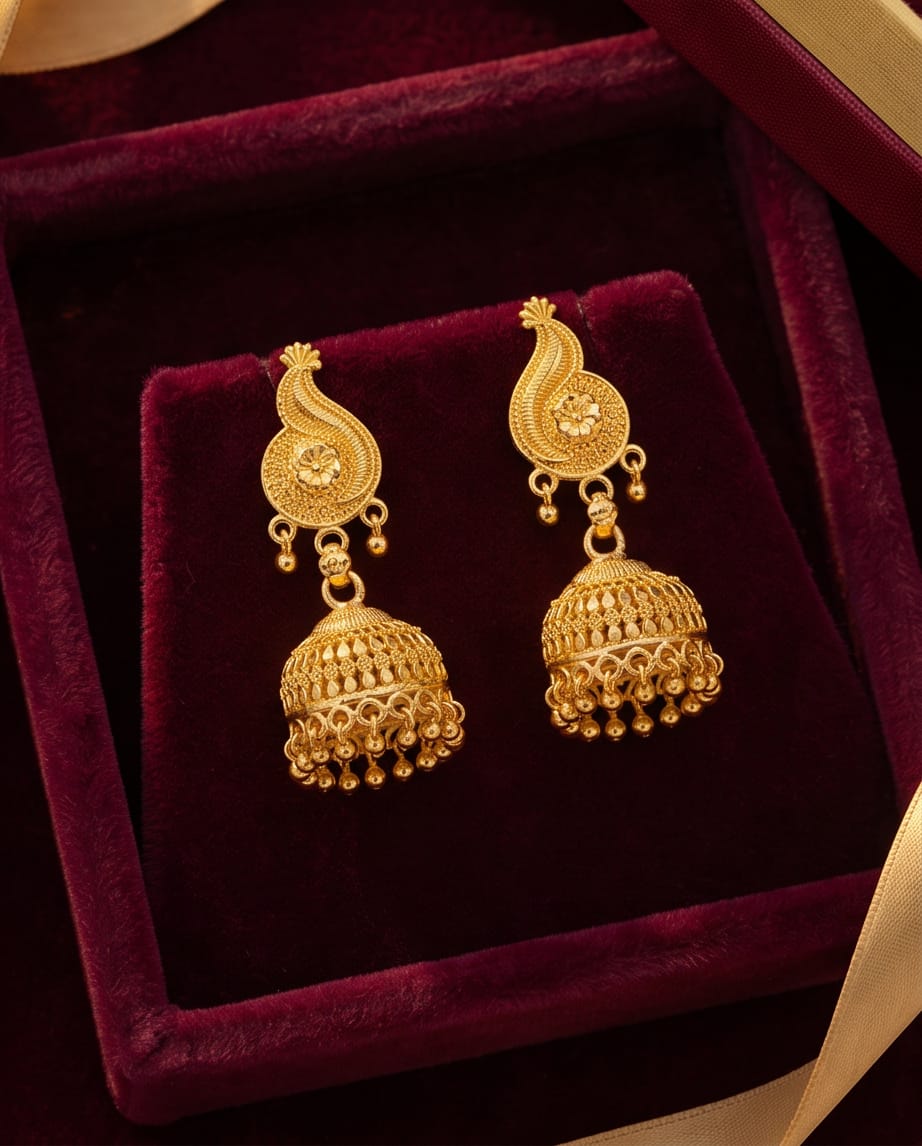 Aarvika Gold-Tone Paisley Jhumki Earrings