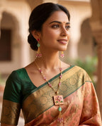 Aarvika Pearl & Multicolor Enamel Tassel Pendant Necklace Set