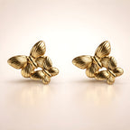 Aarvika Golden Butterfly Studs – side view